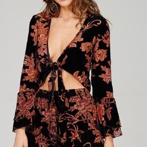 Emory park velvet festival crop tie top Asos
